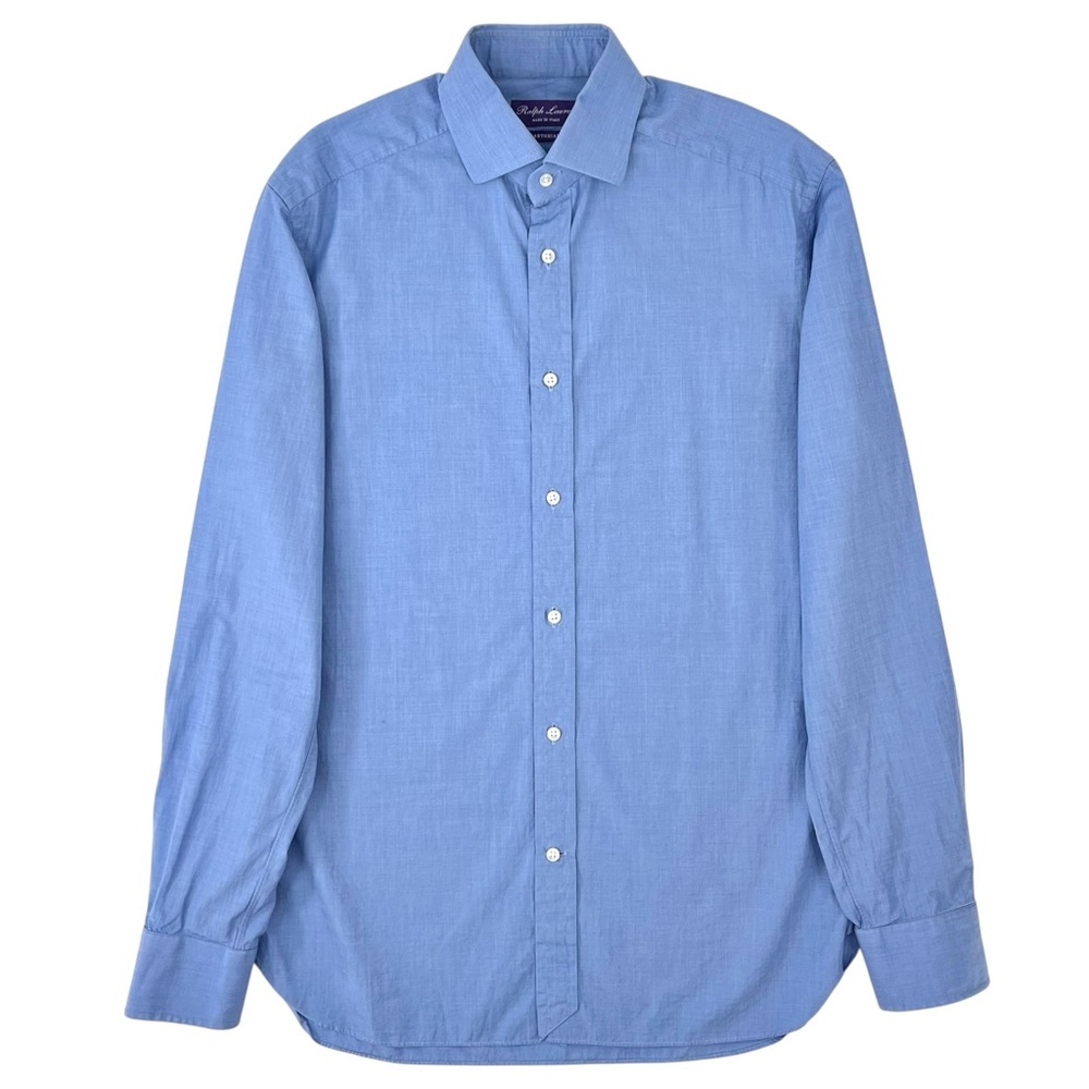 RALPH LAUREN PURPLE LABEL Sartorial Aston Light Blue Cotton Button Up Shirt